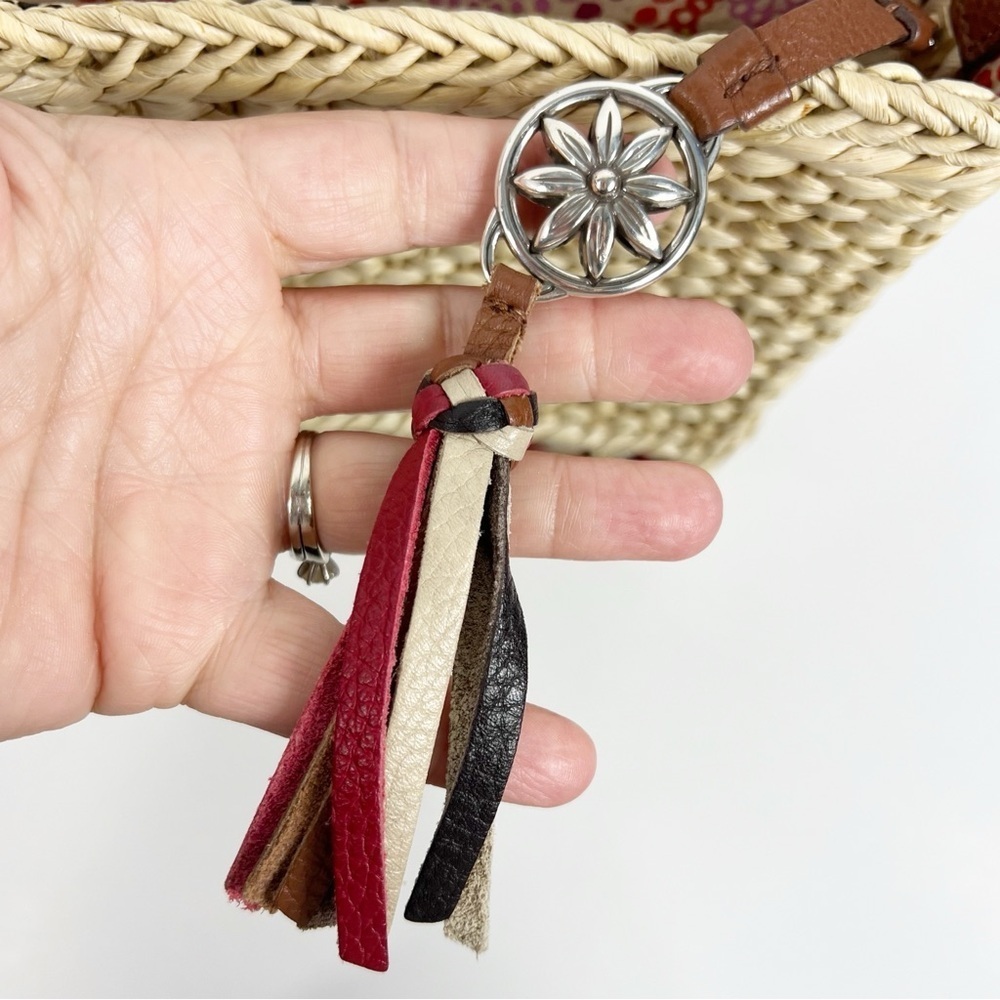 BRIGHTON Raffia Purse With Leather Trim & Braided Leather Strap - Picture 10 of 13